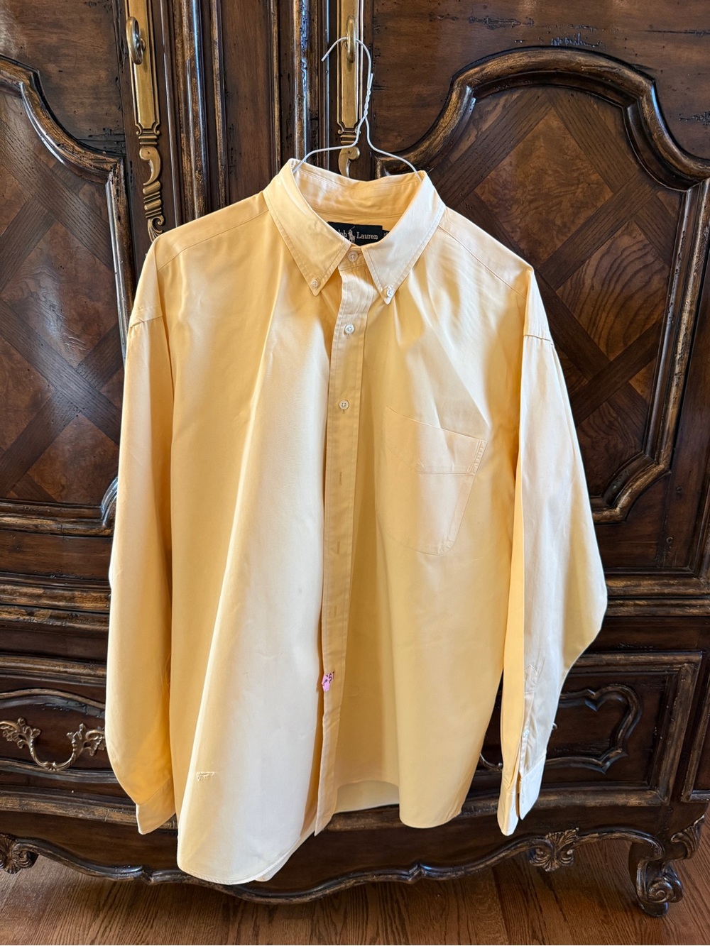 Ralph Lauren Men's Pale Yellow Oxford Button-Down Shirt
